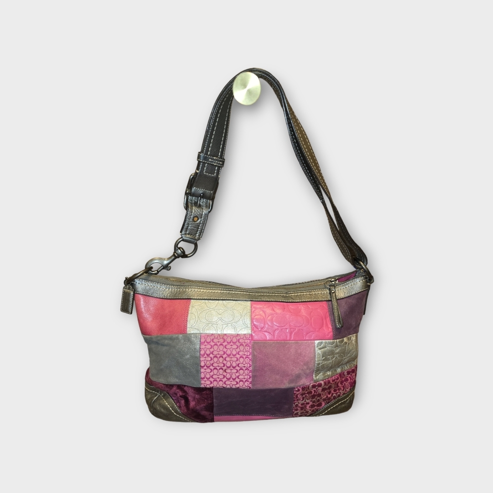 Coach Holiday Patchworg Genuine Leather Hobo Bag